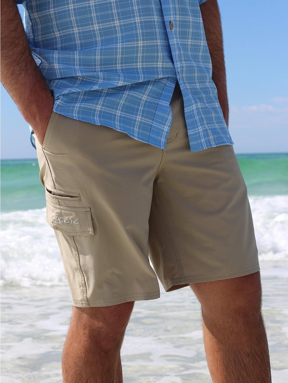 NWT Mojo Sportswear Company Stretch Fit Fishing Shorts Khaki Size XL